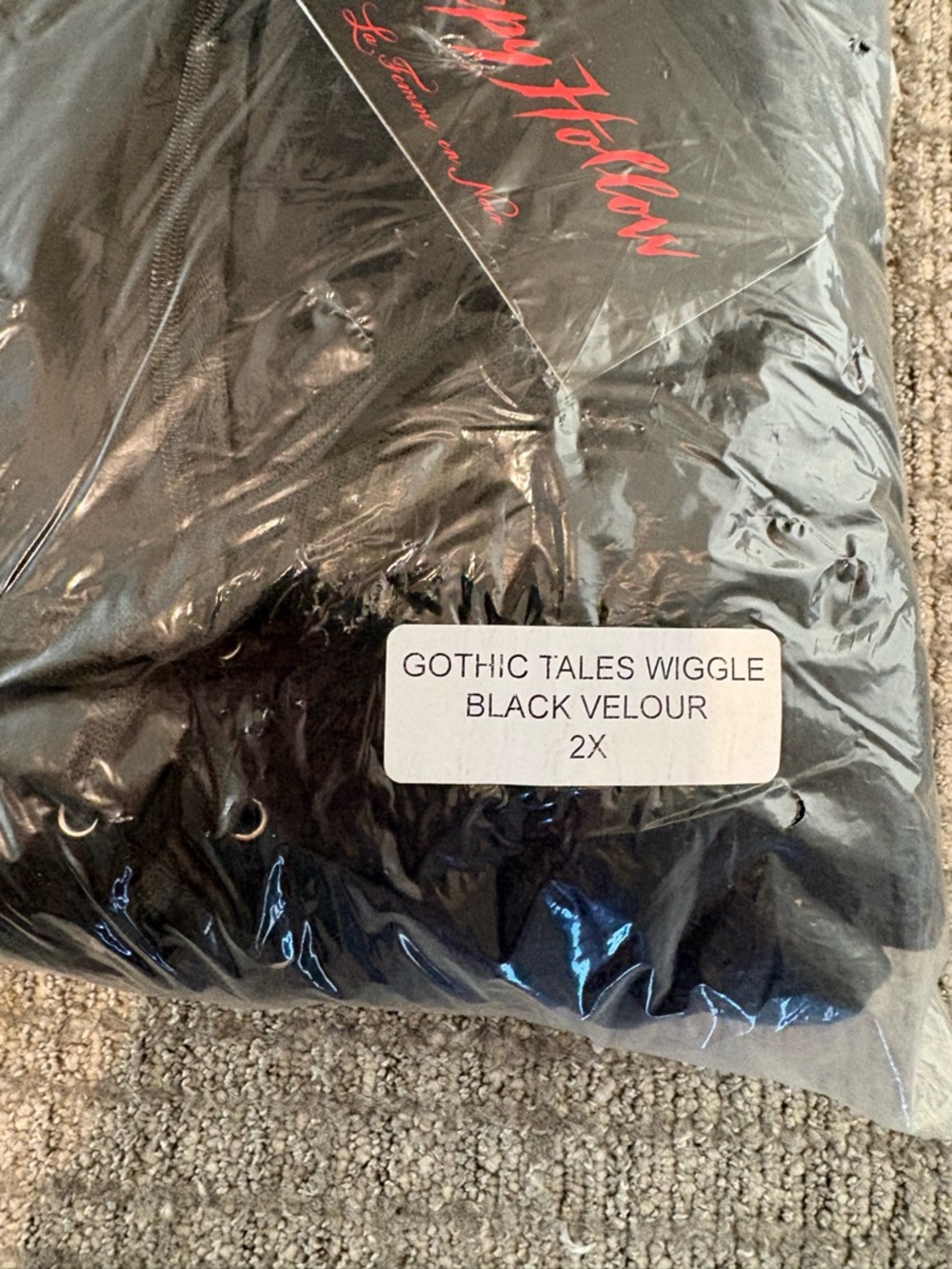 Gothic Tales Wiggle Midi Dress in Black Velour - 2X